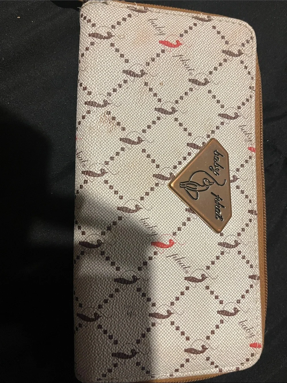 Baby Phat Beige and Brown Patterned Wristlet Wallet